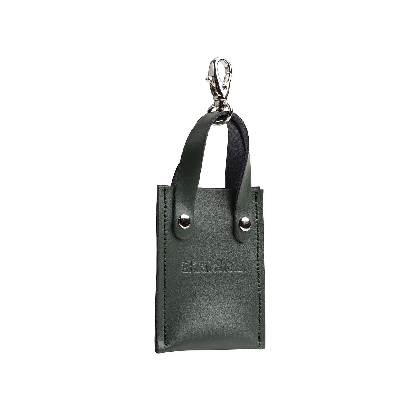 Luxurious Mini Tote Bag Charm in Ivy Green, handcrafted leather accessory from Zatchels, showcasing elegant craftsmanship and premium quality.