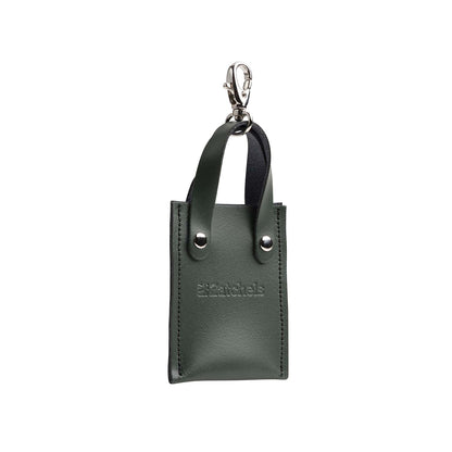 Luxurious Mini Tote Bag Charm in Ivy Green, handcrafted leather accessory from Zatchels, showcasing elegant craftsmanship and premium quality.