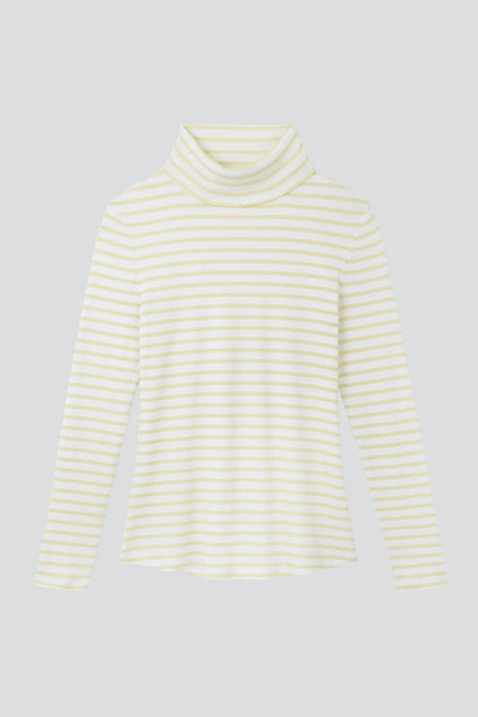 Luxury women's striped cotton long sleeve roll neck top in elegant design, perfect for layering and stylish outfits.