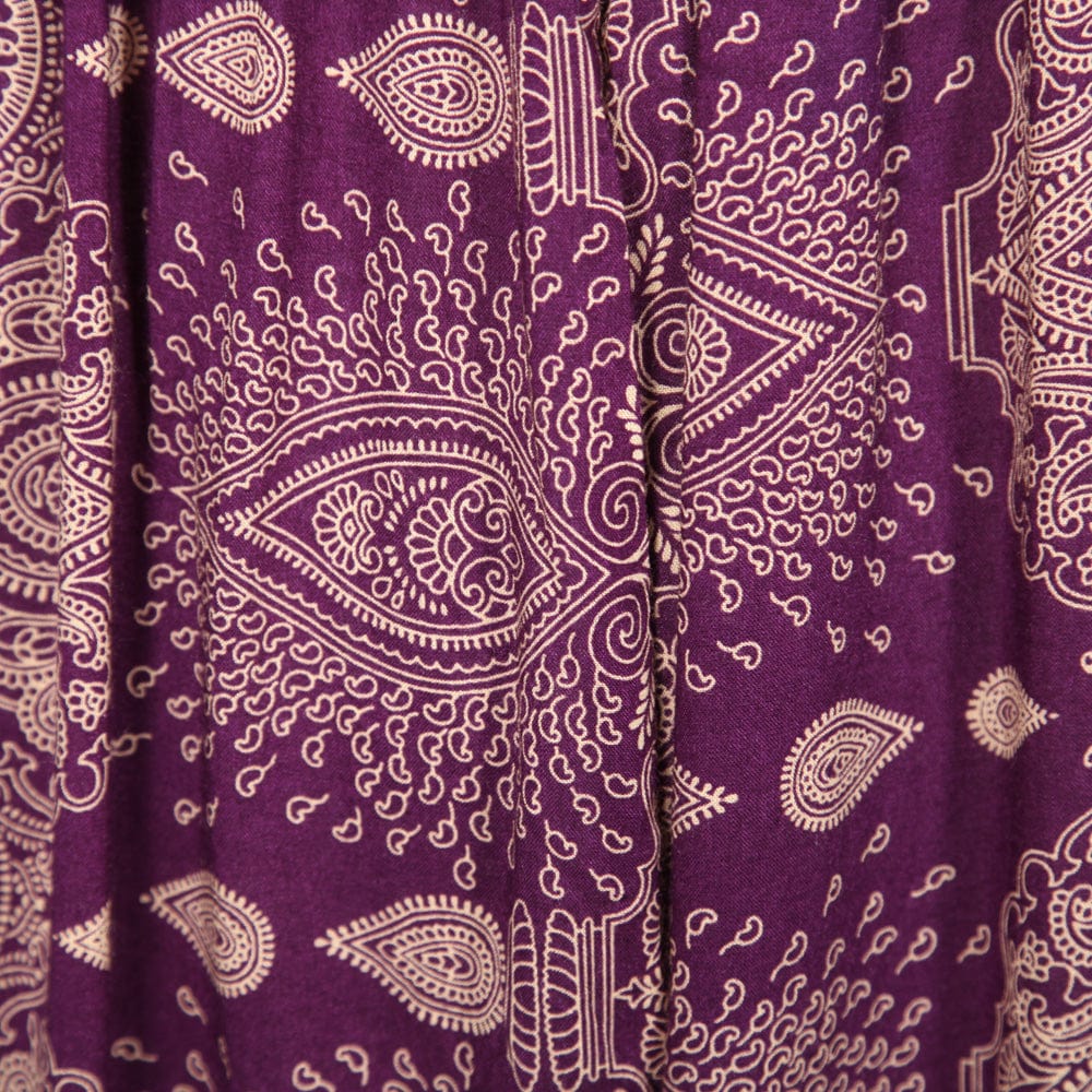 Elegant mandala print cami jumpsuit in navy blue with soft rayon fabric and tie-back design, showcasing intricate patterns and gathered ankles.