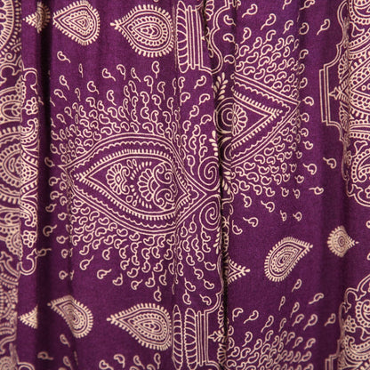 Elegant mandala print cami jumpsuit in navy blue with soft rayon fabric and tie-back design, showcasing intricate patterns and gathered ankles.