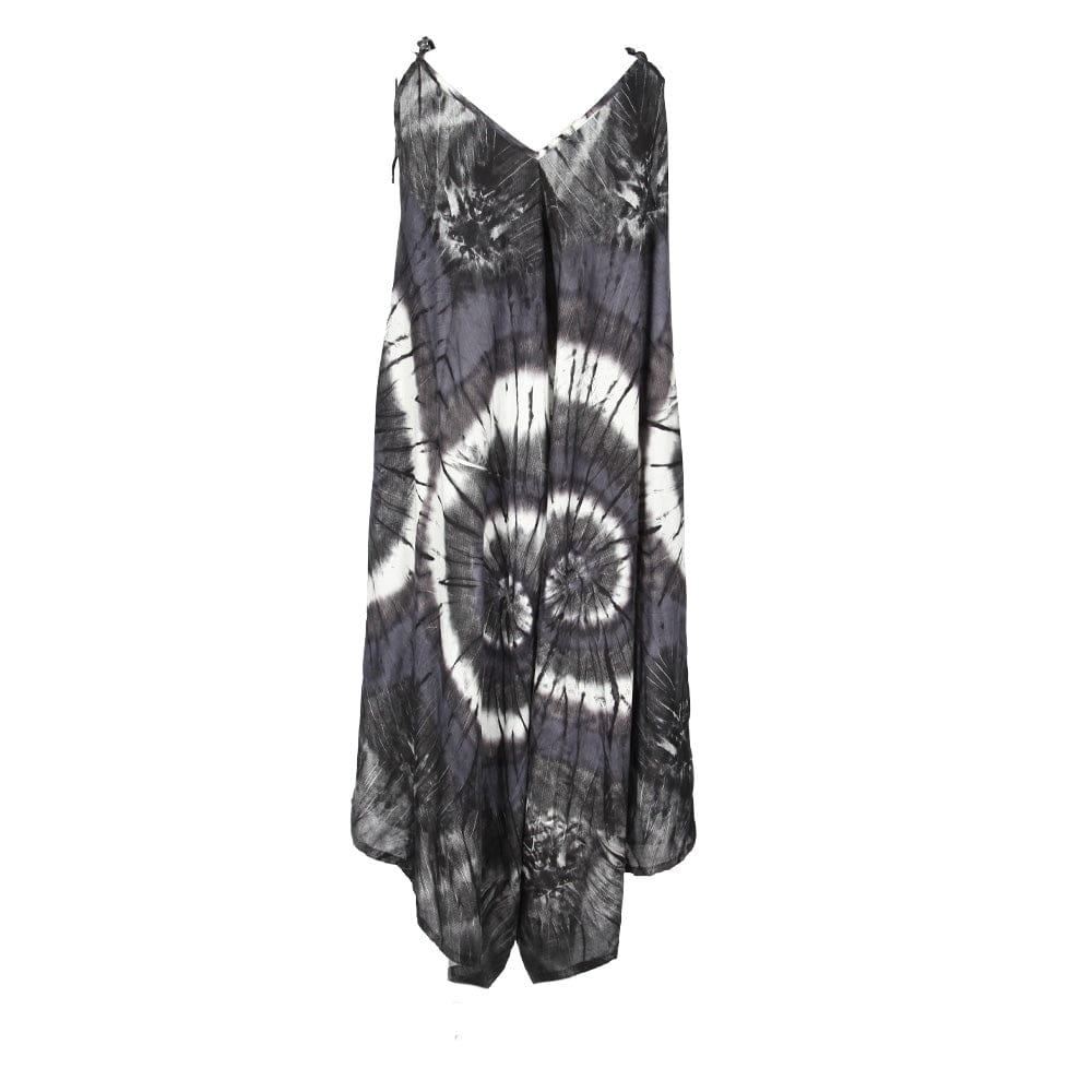 Luxurious tie dye print wide leg cami jumpsuit with flowing fabric perfect for summer holidays in ocean blue tones.