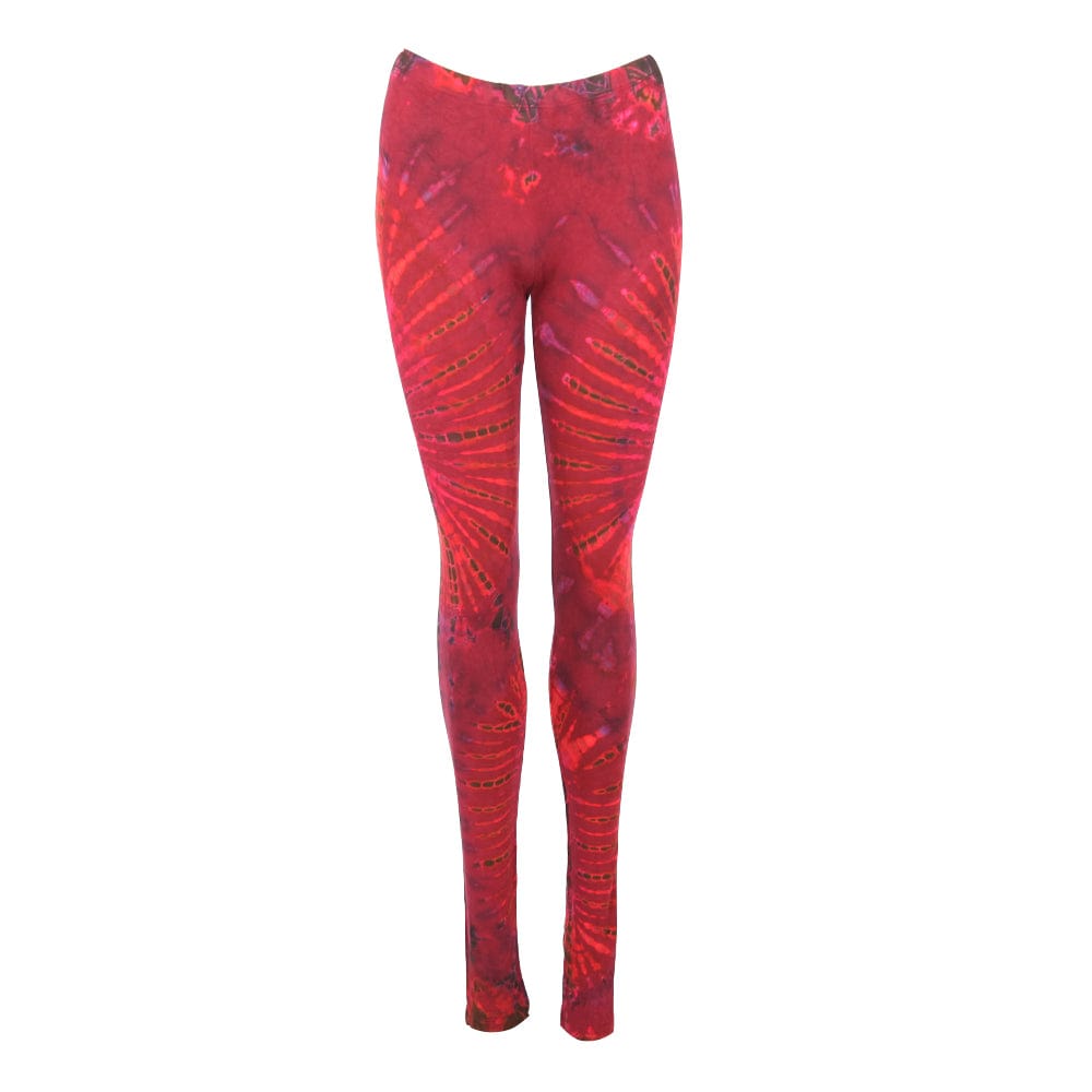 Sleek close-up of high-quality tie-dye leggings showcasing their comfortable stretch fabric, designed for both yoga and casual wear.