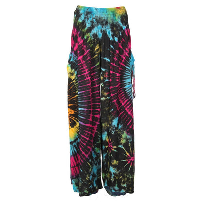 Detailed view of tassel pockets on Luxury Plus Size Tie Dye Cargo Trousers for added flair.