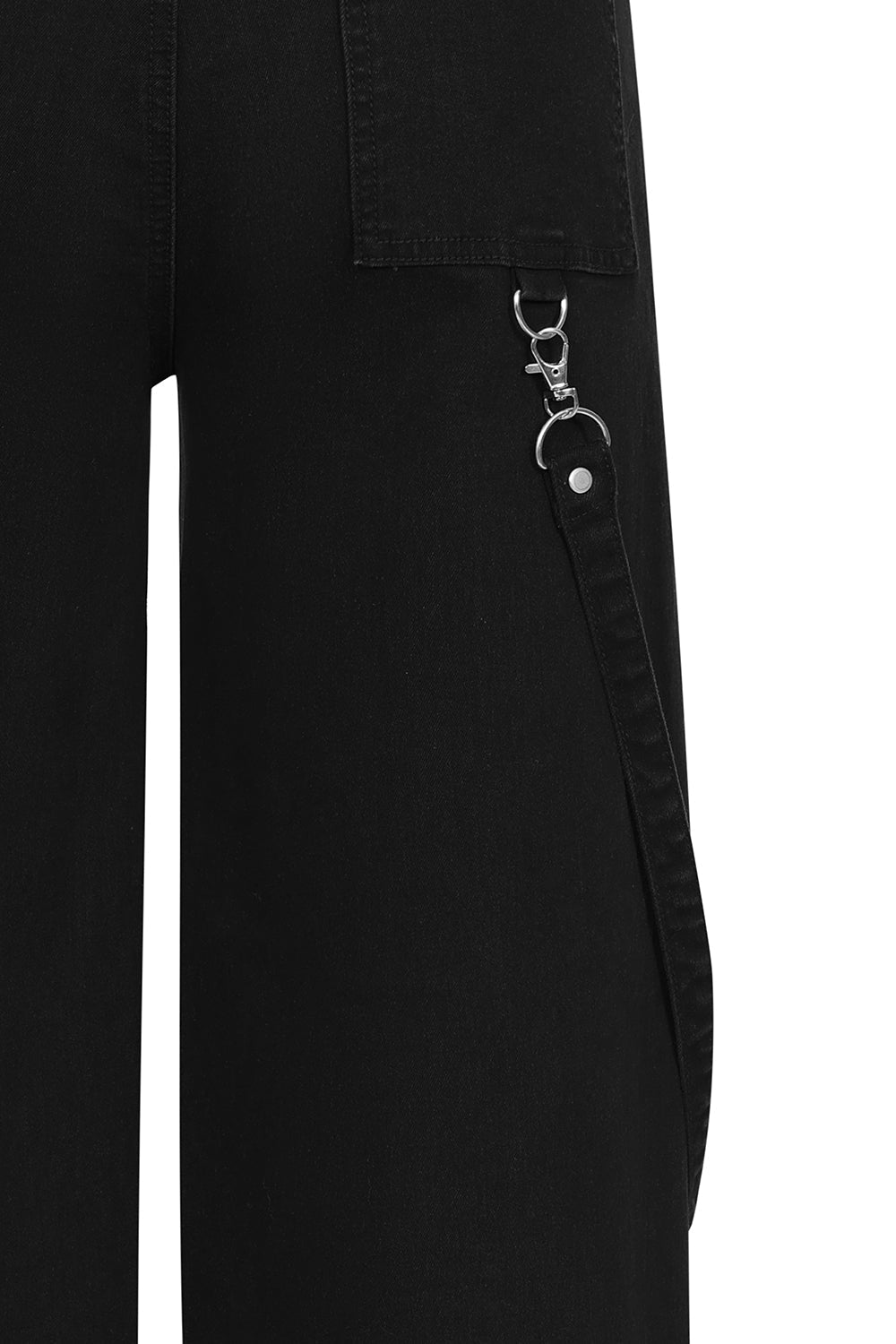 The complete look of Banned Apparel Cinder Industrial Wide Leg Trousers paired with platform boots, ideal for making a bold impression.