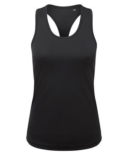 Women’s Slim Racerback Performance Vest made from 100% recycled polyester, showcasing lightweight and breathable activewear for luxury workouts.