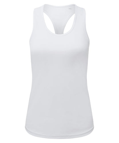 Stylish racerback performance vest by Earth Wardrobe, emphasizing sustainability and comfort, perfect for layering or solo wear in active pursuits.