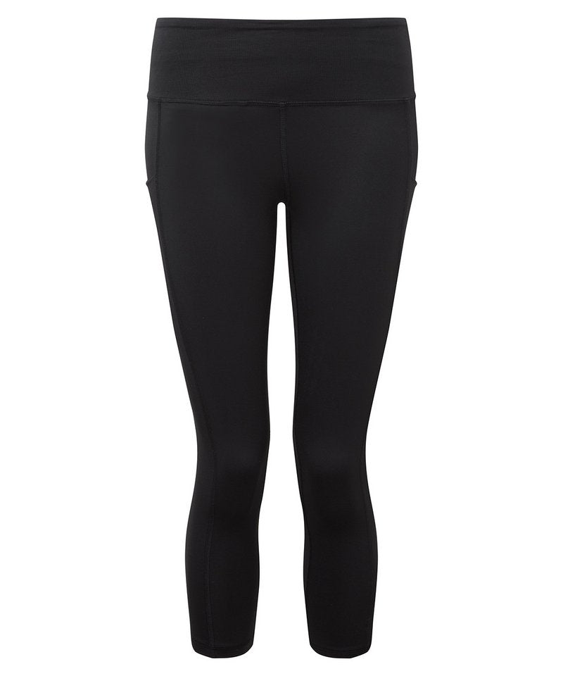 Elegant women's 3/4 length recycled performance leggings by Earth Wardrobe featuring a soft second skin fit and hidden pockets.