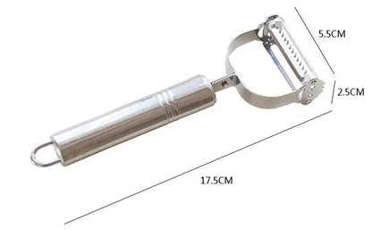 Luxury Precision Julienne Stainless Steel Peeler with ergonomic handle, measuring 17.5CM in length, perfect for effortless slicing of vegetables in gourmet culinary creations.