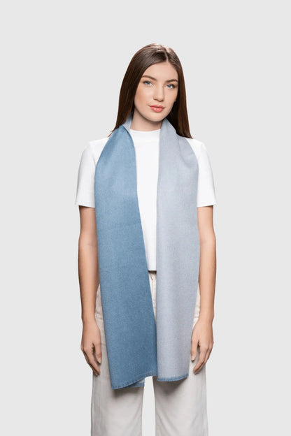 Chic and soft baby alpaca reversible scarf perched on a stylish backdrop, highlighting its beauty and functional design as a perfect winter accessory.