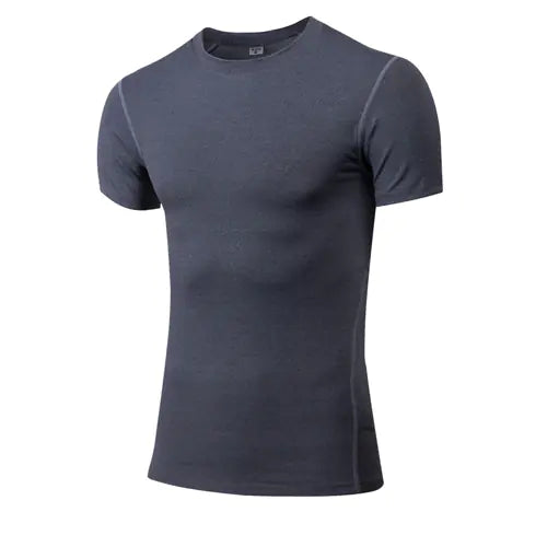 Chic dark grey men's workout shirt, designed for ultimate flexibility and stylish athletic wear.