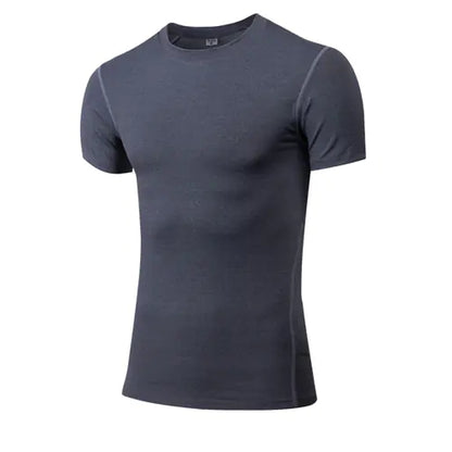 Chic dark grey men's workout shirt, designed for ultimate flexibility and stylish athletic wear.