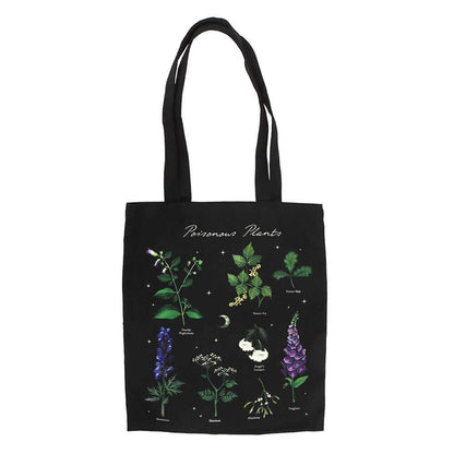 Elegant Gothic Poisonous Plants Tote Bag by Kate's Clothing, featuring a unique design on durable eco-friendly polycotton material.