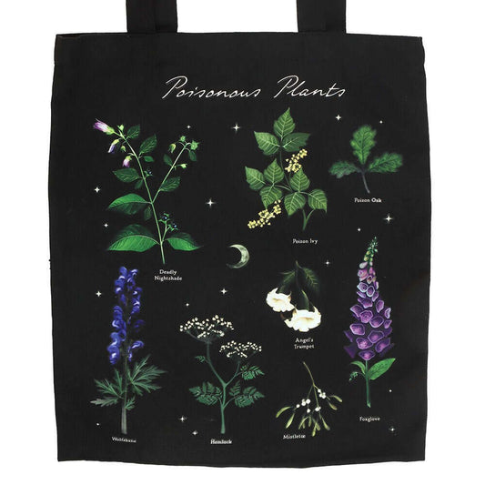 Intricate detail of the eco-friendly Gothic Poisonous Plants Tote Bag, showcasing its luxurious design and practicality for stylish shopping.