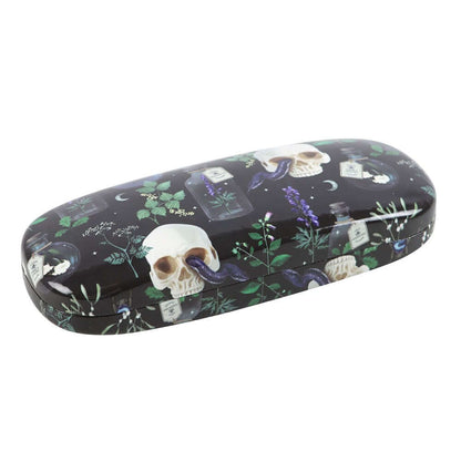 Luxury Gothic Gifts Venom & Vines All Over Print Glasses Case featuring striking skull and serpent design, perfect for stylish eyewear protection.