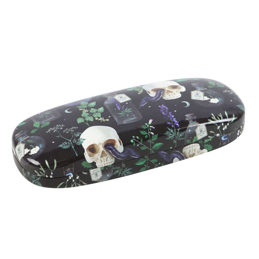 Luxury Gothic Gifts Venom & Vines All Over Print Glasses Case featuring striking skull and serpent design, perfect for stylish eyewear protection.