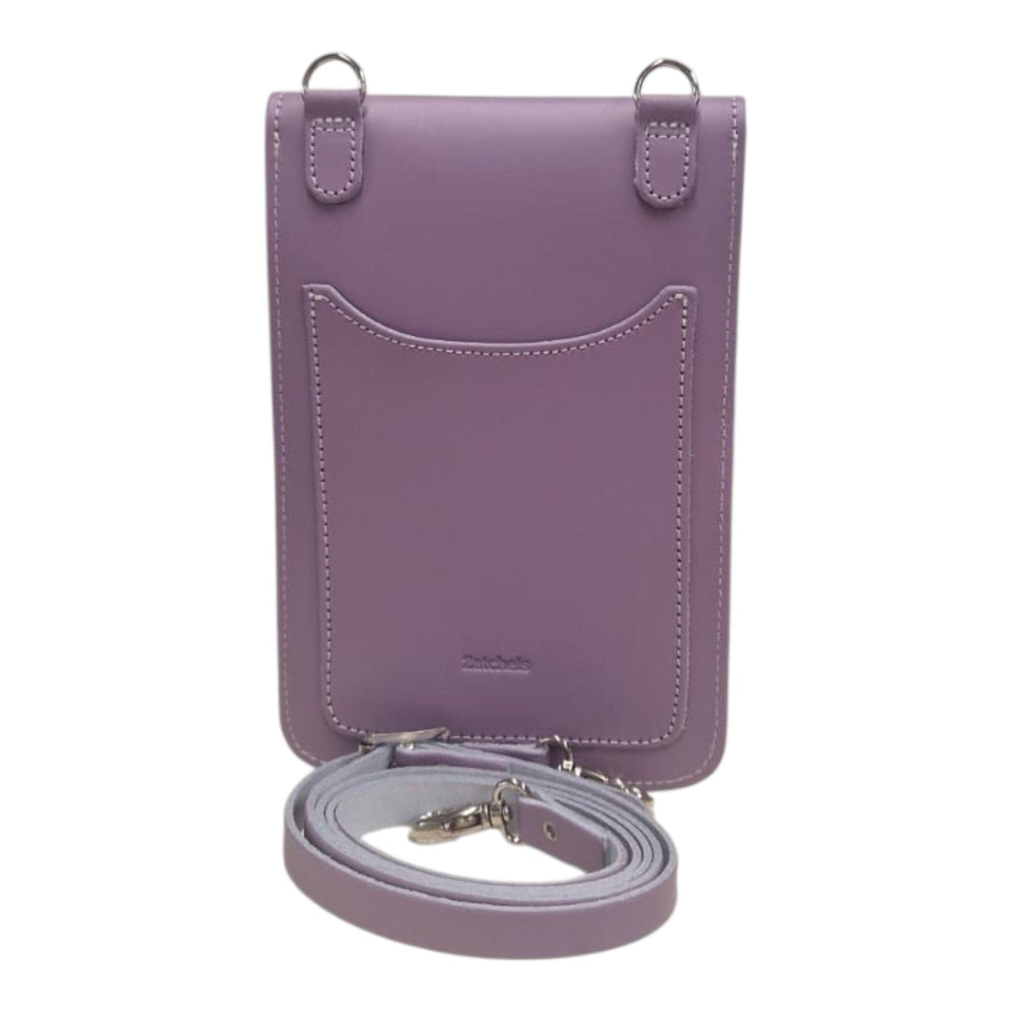 Stylish model wearing the Zatchels Luxury Handmade Leather Mobile Phone Pouch with an adjustable strap, demonstrating its elegant versatility for day or night outings.