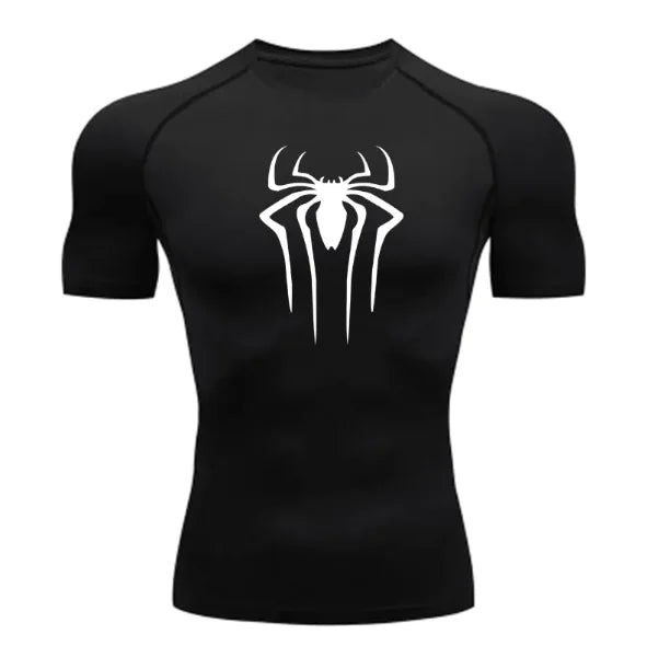 Dazzling Dreams Studio Spiderman Compression T-Shirt for Men, showcasing bold superhero design and premium moisture-wicking fabric.