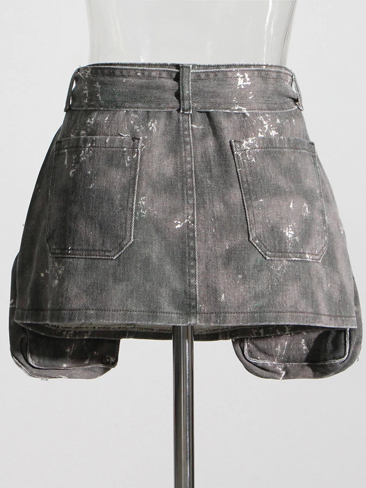 Women's distressed Designer  Denim Skirt