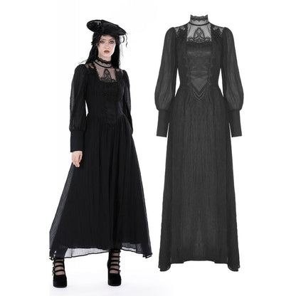 Stylish Dark In Love Vidonia High Neck Dress featuring elegant puff sleeves, perfect for punk rock fashion enthusiasts.