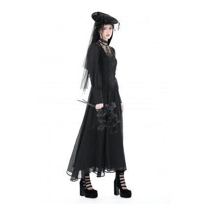 Dark In Love Vidonia dress displayed with size guide, showcasing available options for a tailored fit in a fashionable punk rock style.