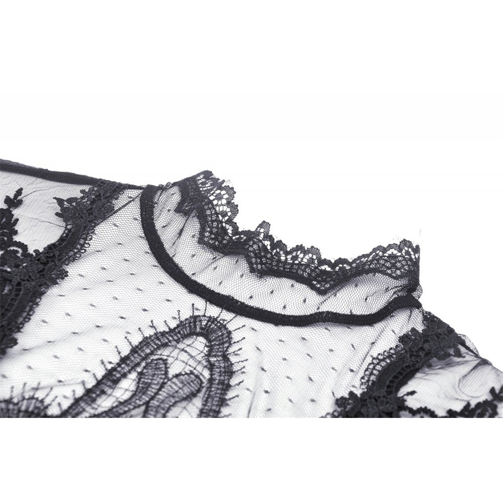 Elegant Dark In Love Vidonia High Neck Puff Sleeve Dress showcasing a punk rock style with exquisite detailing.