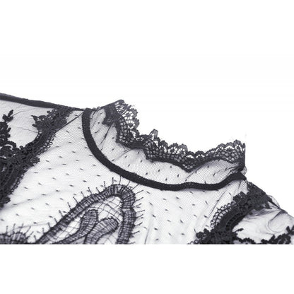 Elegant Dark In Love Vidonia High Neck Puff Sleeve Dress showcasing a punk rock style with exquisite detailing.