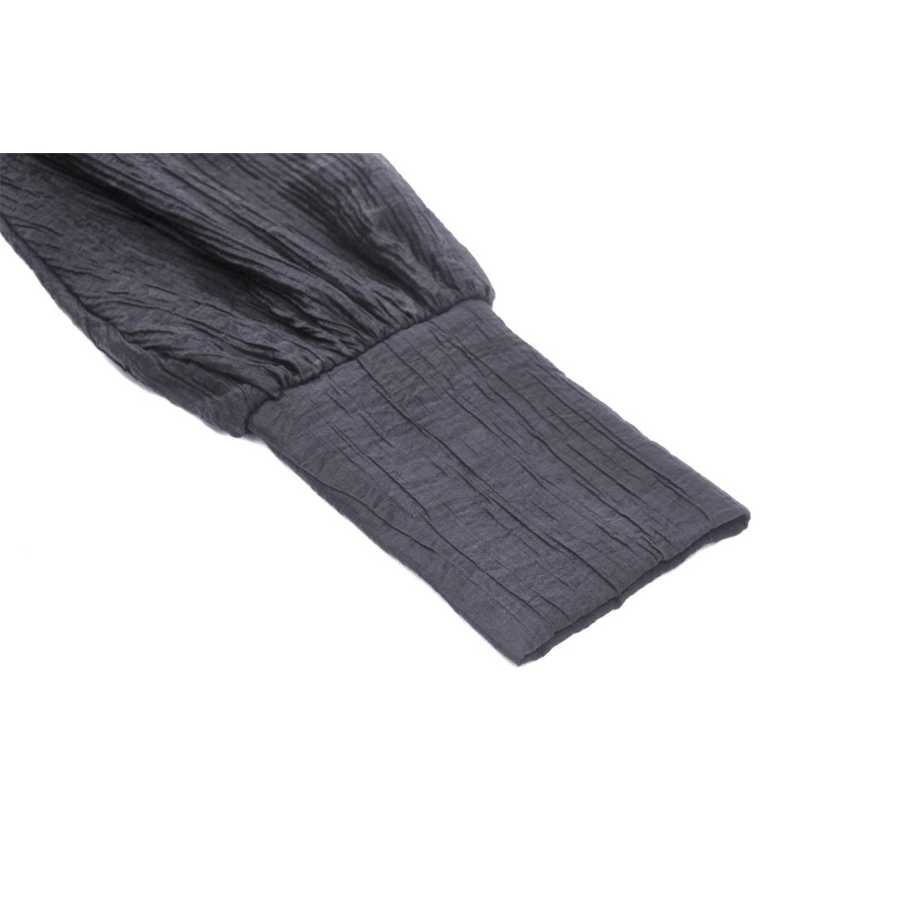 Elegant Dark In Love Vidonia High Neck Dress featuring puff sleeves, perfect for punk rock fashion lovers, showcased in a stylish setting.