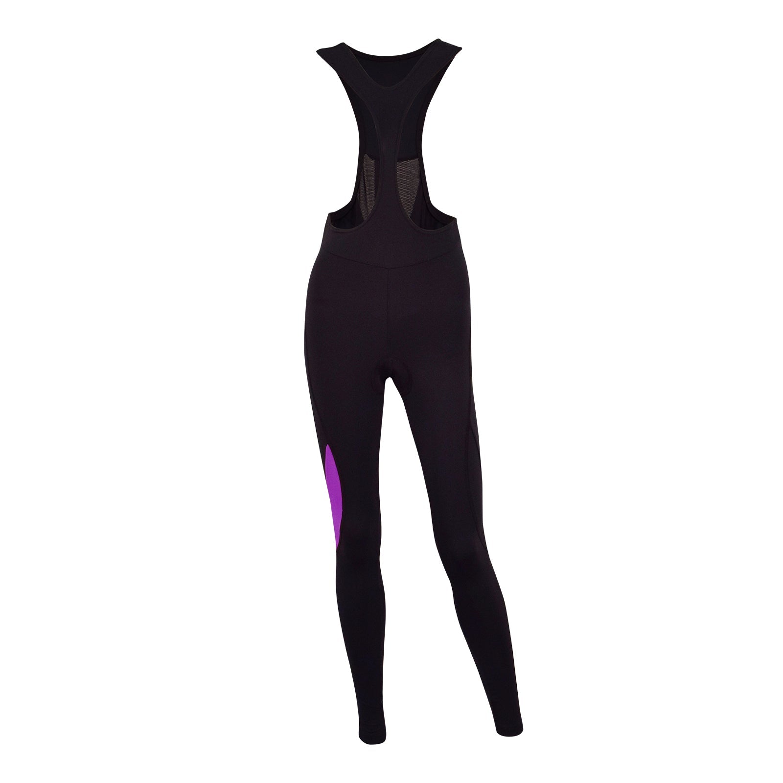 Close-up view of the KYMIRA Women's Infrared PrO2 Cycle Bib Tights detailing the microperforated grip bands and LaFonte HD ergonomic padding for superior comfort during long rides.