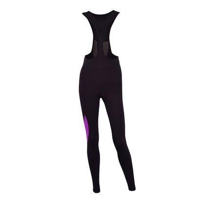 Close-up view of the KYMIRA Women's Infrared PrO2 Cycle Bib Tights detailing the microperforated grip bands and LaFonte HD ergonomic padding for superior comfort during long rides.