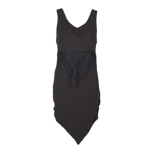 Close-up of the delicate lace panel on the front of the halter neck dress, showcasing luxurious craftsmanship and feminine allure.