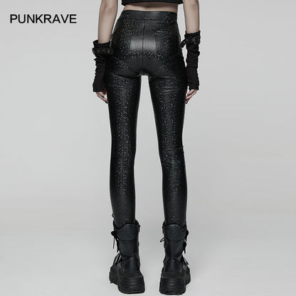 Punk Rave Ravenna Leggings – High-Rise Black Prism Finish with Buckle Detail and Pockets