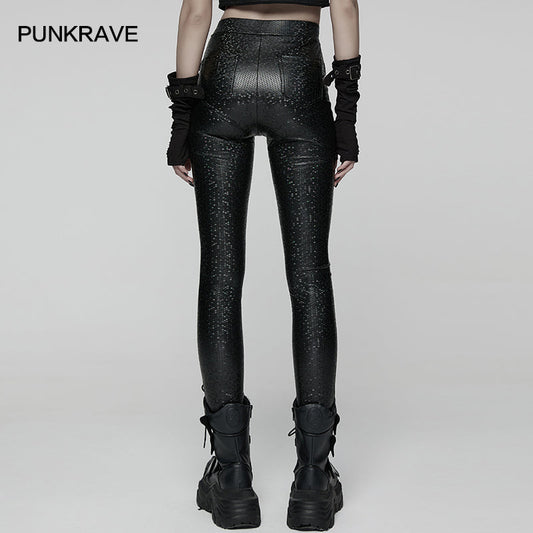 Punk Rave Ravenna Leggings – High-Rise Black Prism Finish with Buckle Detail and Pockets