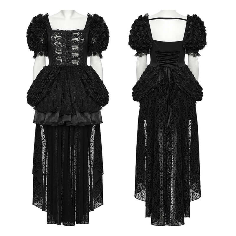 Back detail of the Punk Rave Lolita Sweet Dress featuring a hidden side zipper, illustrating both style and practicality for effortless wearing.