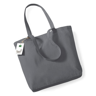 Eco-Friendly Organic Cotton Shopper Bag in neutral tones with hand and shoulder straps, showcasing its versatility and elegance.