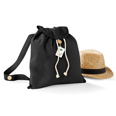 Luxurious Organic Cotton Festival Backpack featuring adjustable straps, icon of eco-friendly fashion, elegantly styled dimensions 37x41cm.