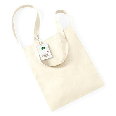 Stylish and sustainable Organic Control Union Certified Sling Tote in an exquisite cotton fabric, displaying a 32 x 38cm size and a unique Rip-Strip™ Closure for effortless functionality.