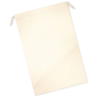 Various sizes of Organic Premium Cotton Stuff Bags beautifully displayed, featuring exceptional print quality and luxury eco-friendly design.