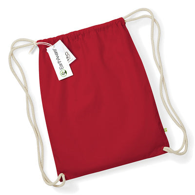 Sophisticated design of Earthaware Gymsac, measuring 37 x 47cm, highlighting its certified organic cotton construction.