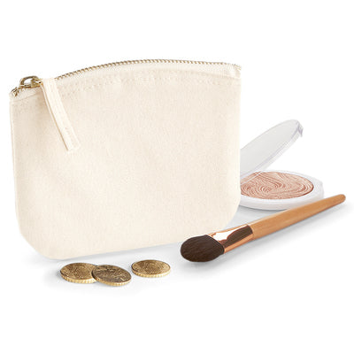 Luxury Organic Cotton Spring Purse showcasing craftsmanship, zippered top, perfect for stylish organisation, 14.5 x 11cm, certified sustainable cotton by Earth Wardrobe.