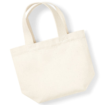 Chic Organic Cotton Marina Mini Tote Bag demonstrating dimensions of 26x21x10cm, showcasing its 4L capacity, ideal for luxury eco-friendly style.