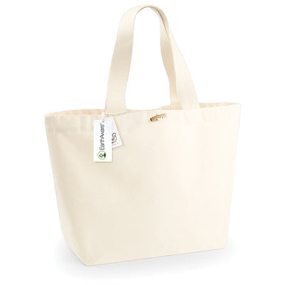 Stylish Organic Cotton XL Marina Tote Bag displayed with webbing carry handles, perfect for sustainable fashion lovers.