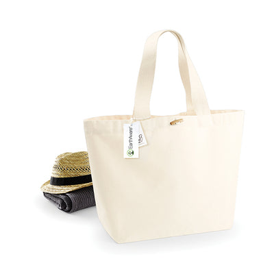 Detailed view of Organic Cotton XL Marina Tote Bag featuring the eco-friendly toggle closure and ample 30L capacity.