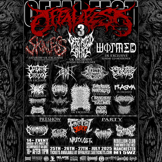 Luxury A3 poster for Offal Fest 2025 by Rancid Offal Records, printed on premium 300GSM gloss paper.