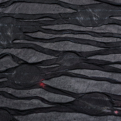 Close-up of the fabric texture of the Punk Rave Ebril distressed maxi dress, highlighting the premium polyester blend and edgy design elements.