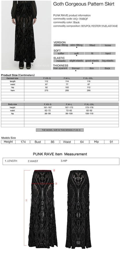 Detailed view of the ribbon lacing on the Punk Rave Konstantina Maxi Skirt, emphasizing the edgy and unique design elements that define this statement piece.