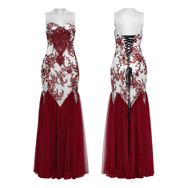 Side view of Punk Rave Eladia dress featuring its unique Gothic front decal and dreamy gauzy skirt.