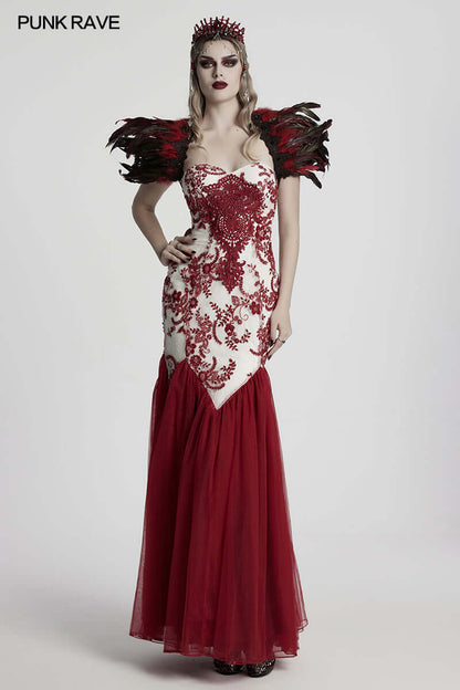 Side angle of the Punk Rave Effie Headband with chain tassels, exemplifying a luxurious fusion of punk style and regal elegance.