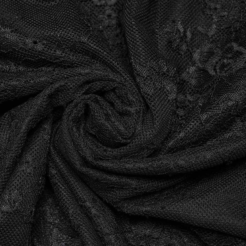 Close-up detail of the exquisite sequinned lace and elastic mesh of the Punk Rave Demille Blouse, showcasing its intricate craftsmanship and luxurious design.