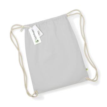 Glamorous embroidery detail on the Earthaware Gymsac, emphasizing its uniqueness and stylish printing area for personalization.